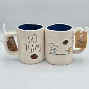 Rae Dunn Peanuts Snoopy Woodstock "Go Team!" Mug 2025 Double Sided Ceramic -2 Pk